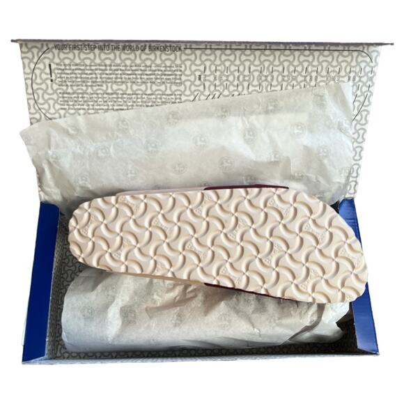 Birkenstock Two-Tone Burgundy and Beige Arizona Sandals - Picture 10 of 13